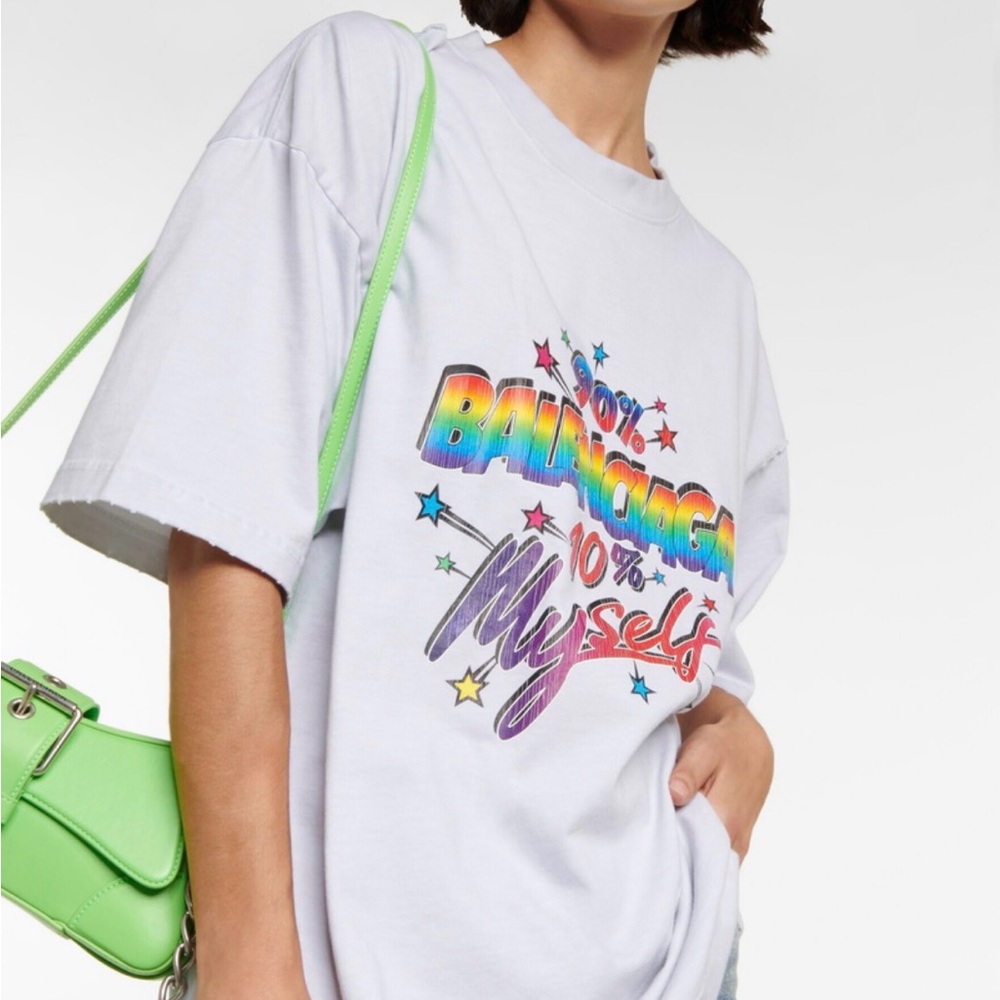 NWT Balenciaga 90/10 Myself T-Shirt Large Fit Dirty White L Oversized 641655